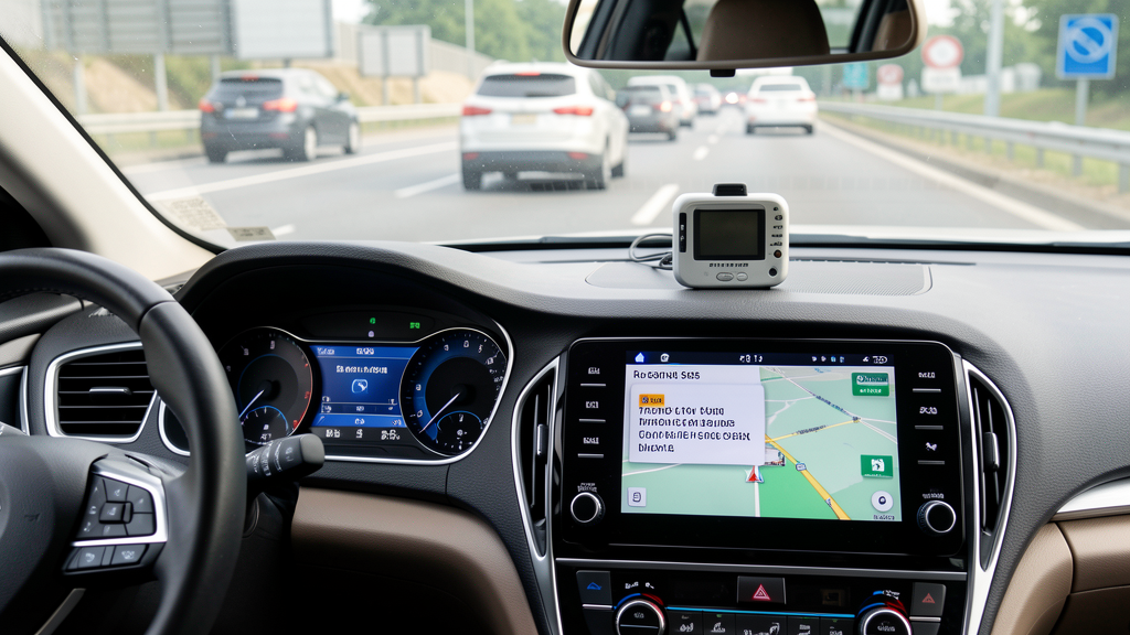 Electronic toll dashboard device on Romanian highway