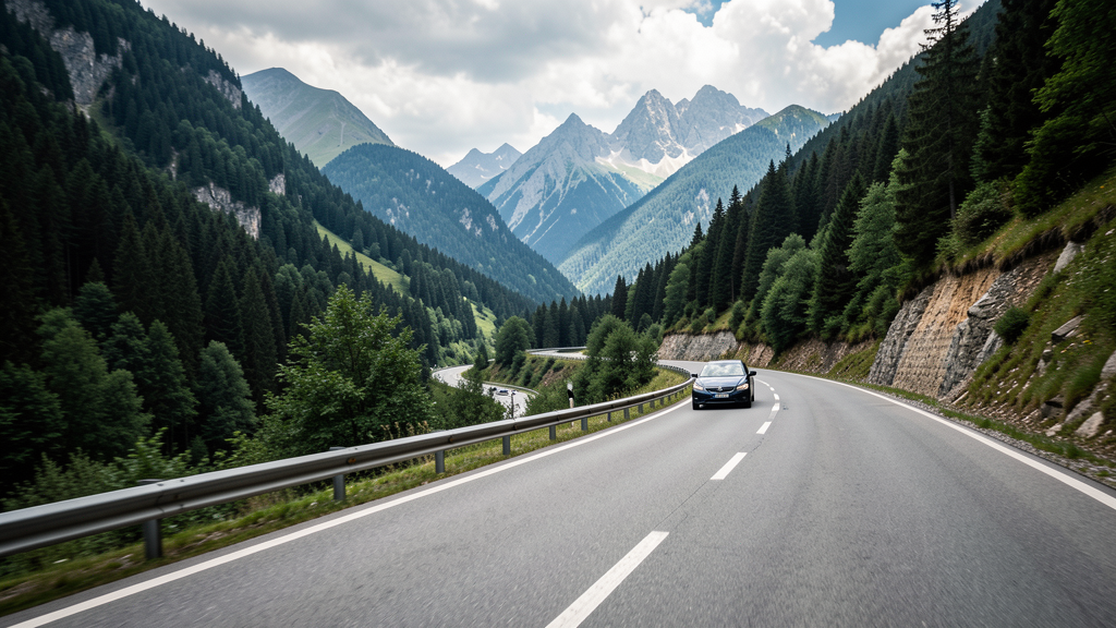 Scenic driving on Romanian mountain highway